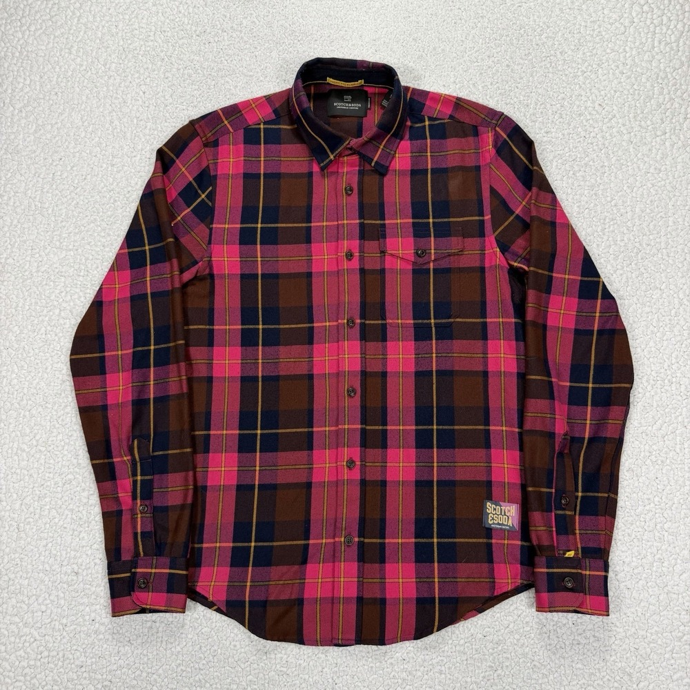 Scotch & Soda Plaid Shirt Men's S Night To Sunrise Button Up Preppy Designer